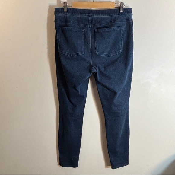 SPANX Sz L Pull On Skinny Jeggings Dark Wash Stretchy Blue Jeans - Picture 7 of 9